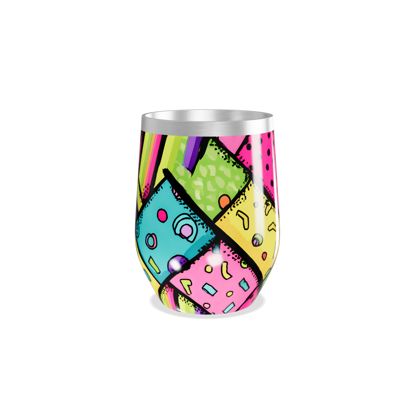 Copo Térmico Slim - Colorido Geométrico Aço