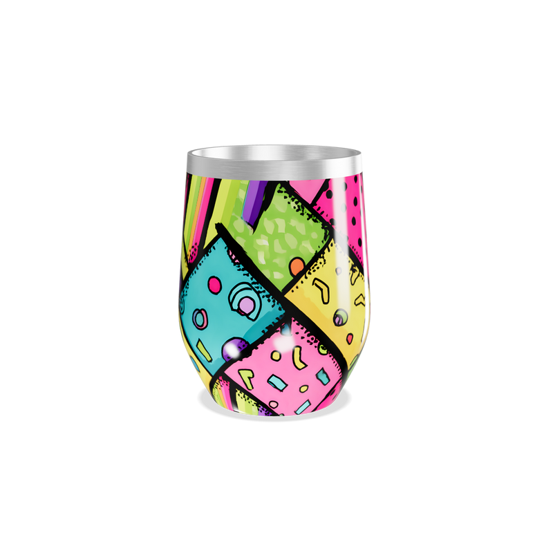 Copo Térmico Slim - Colorido Geométrico Aço