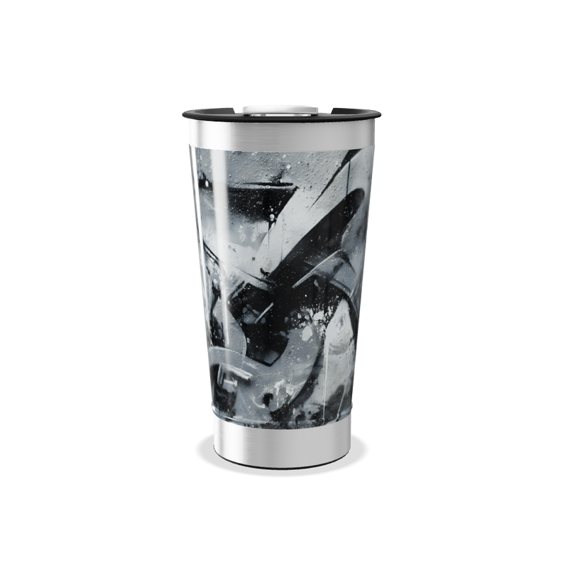 Copo Térmico - Estampa Abstrata Preto e Branco