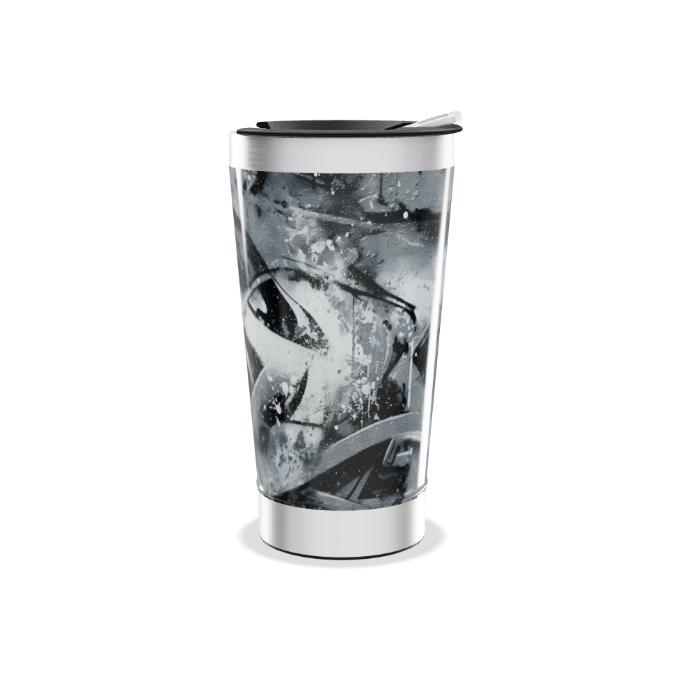 Copo Térmico - Estampa Abstrata Preto e Branco