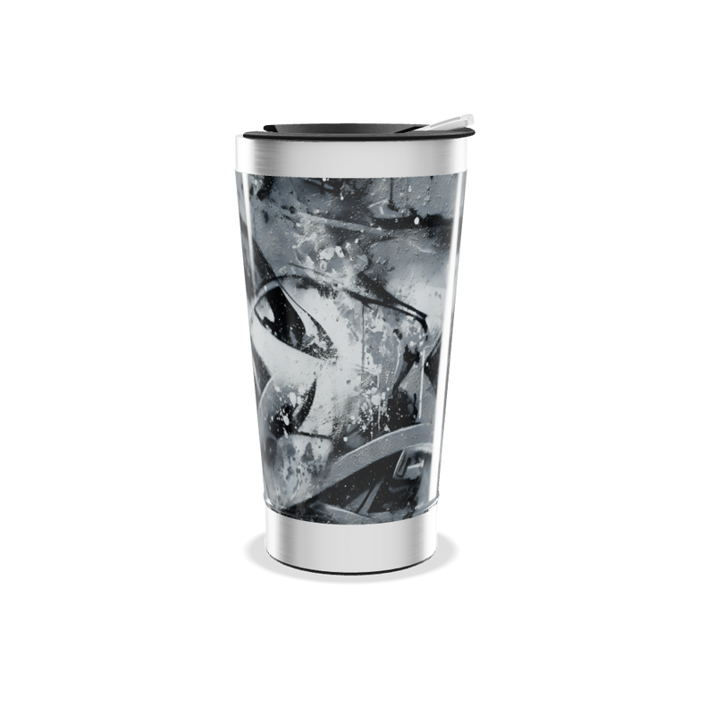 Copo Térmico - Estampa Abstrata Preto e Branco