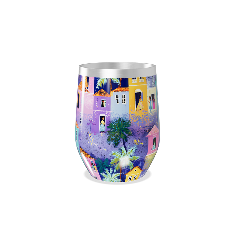 Copo Térmico Slim - Estampa Casarios Coloridos