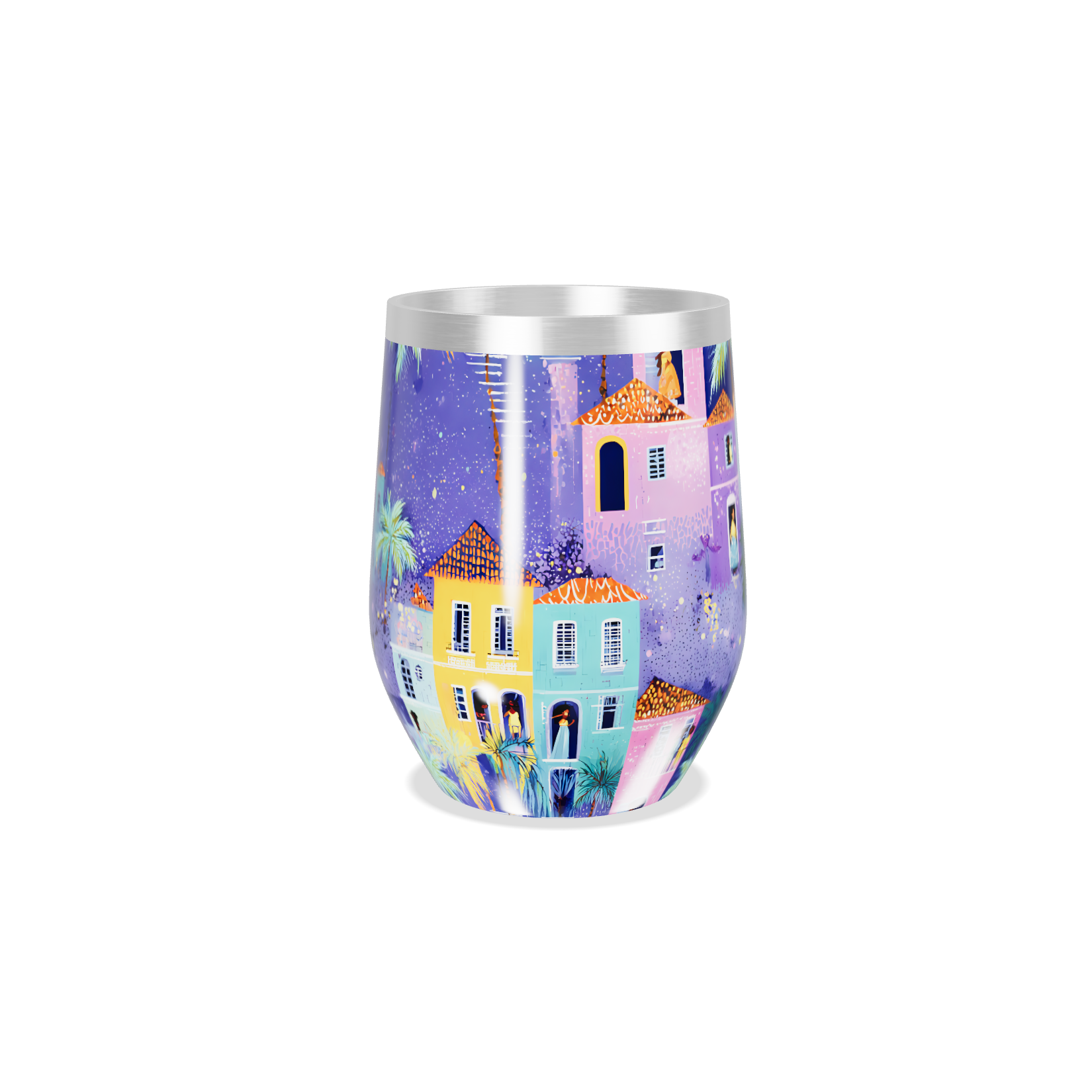 Copo Térmico Slim - Estampa Casarios Coloridos