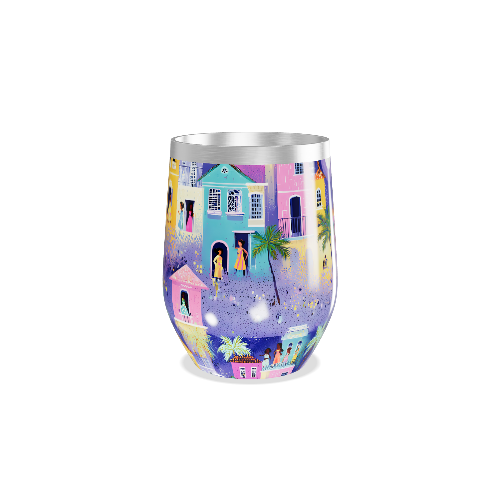 Copo Térmico Slim - Estampa Casarios Coloridos