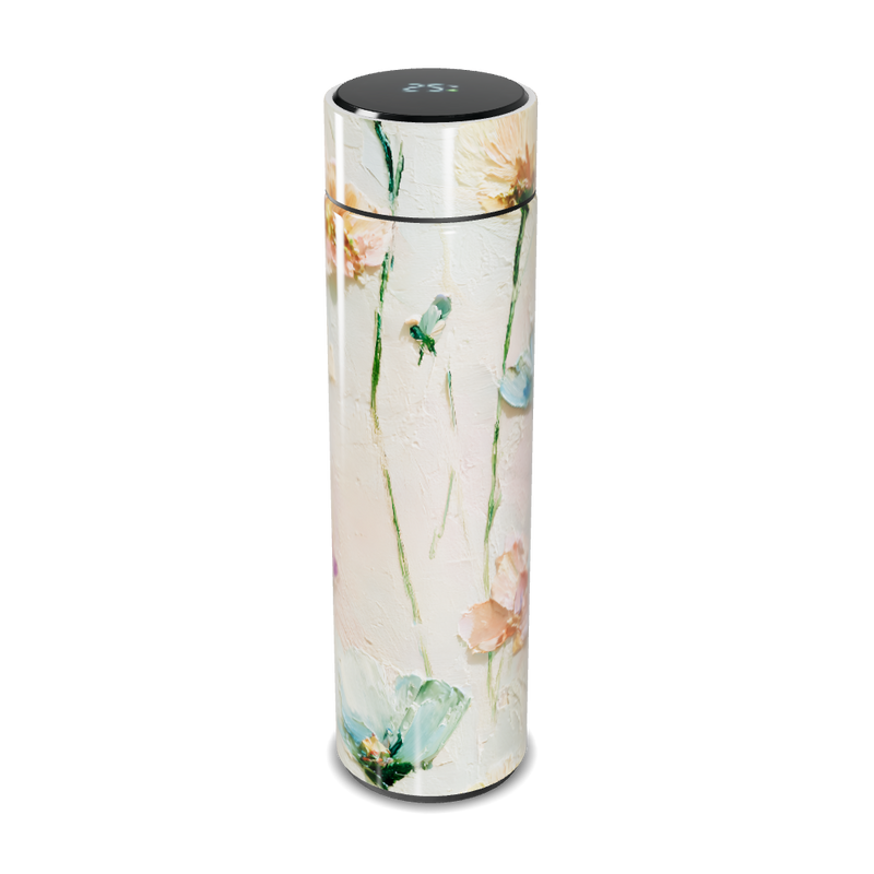 Garrafa Térmica Touch - Floral Digital Branco