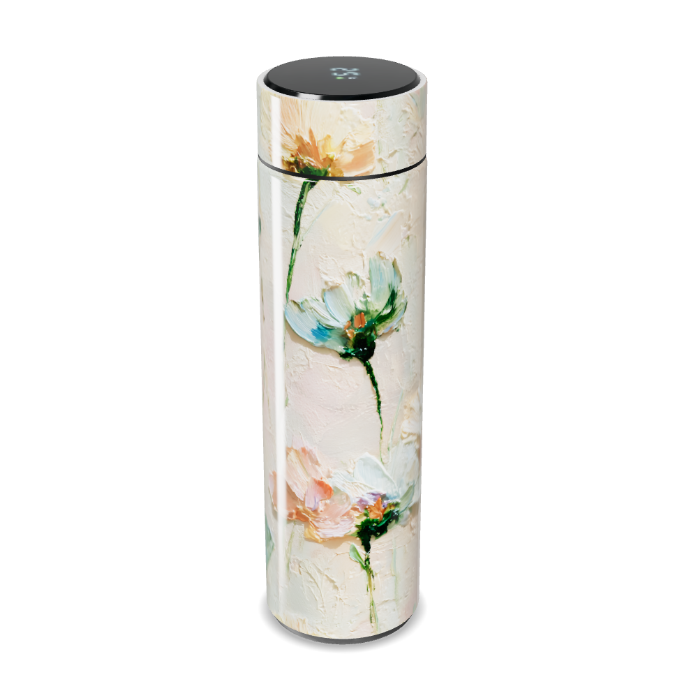 Garrafa Térmica Touch - Floral Digital Branco