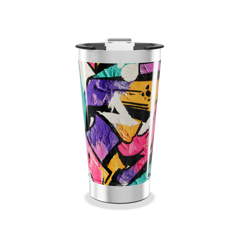 Copo Térmico - Colorido Abstrato Aço Inox