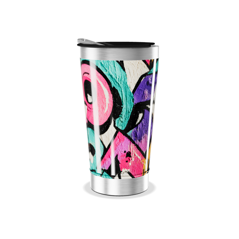 Copo Térmico - Colorido Abstrato Aço Inox