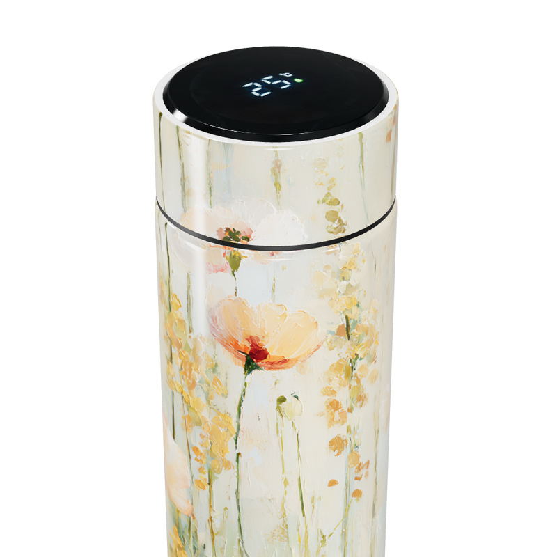 Garrafa Térmica Touch - Floral Digital Branco