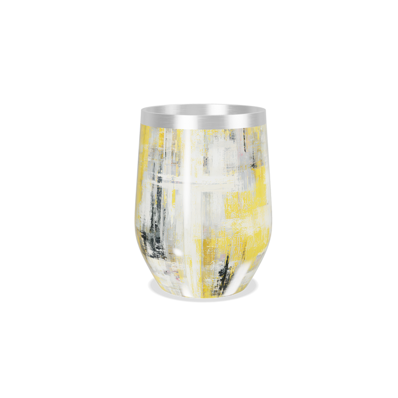 Copo Térmico Slim - Abstrato Amarelo e Cinza