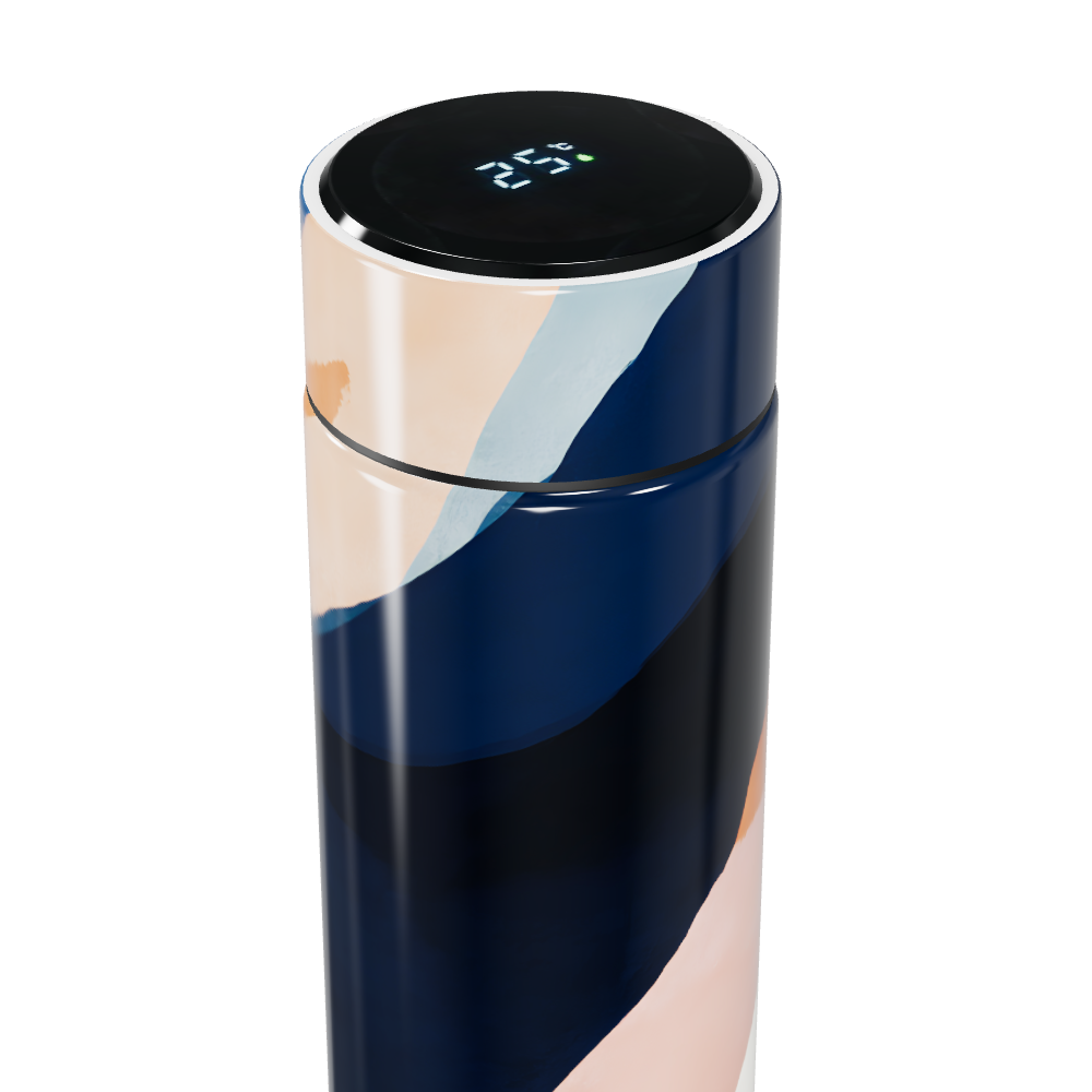 Garrafa Térmica Touch - Azul com Estampa Abstrata