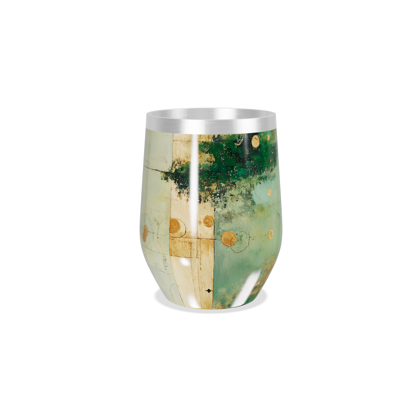 Copo Térmico Slim - Verde com Detalhes Dourados