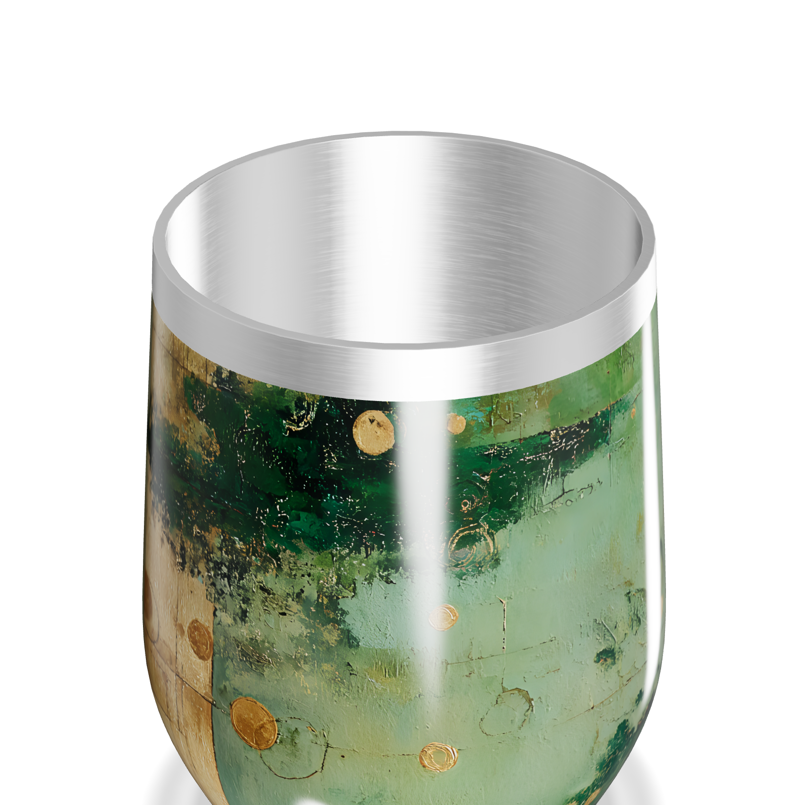 Copo Térmico Slim - Verde com Detalhes Dourados