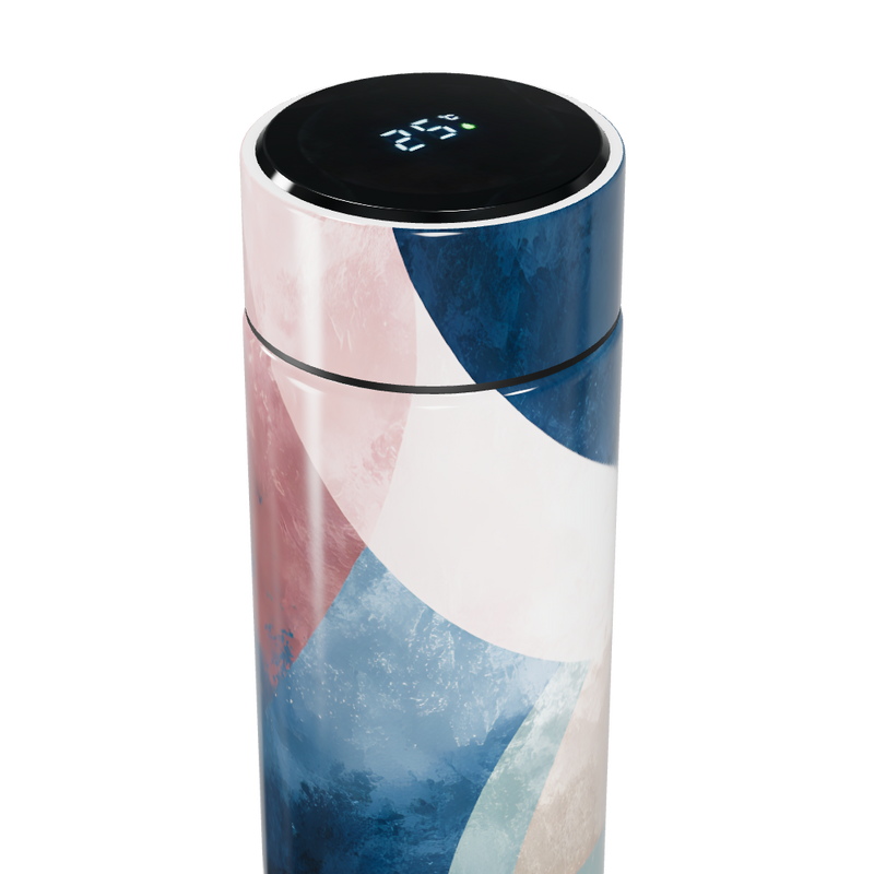 Garrafa Térmica Touch - Azul com Estampa Abstrata