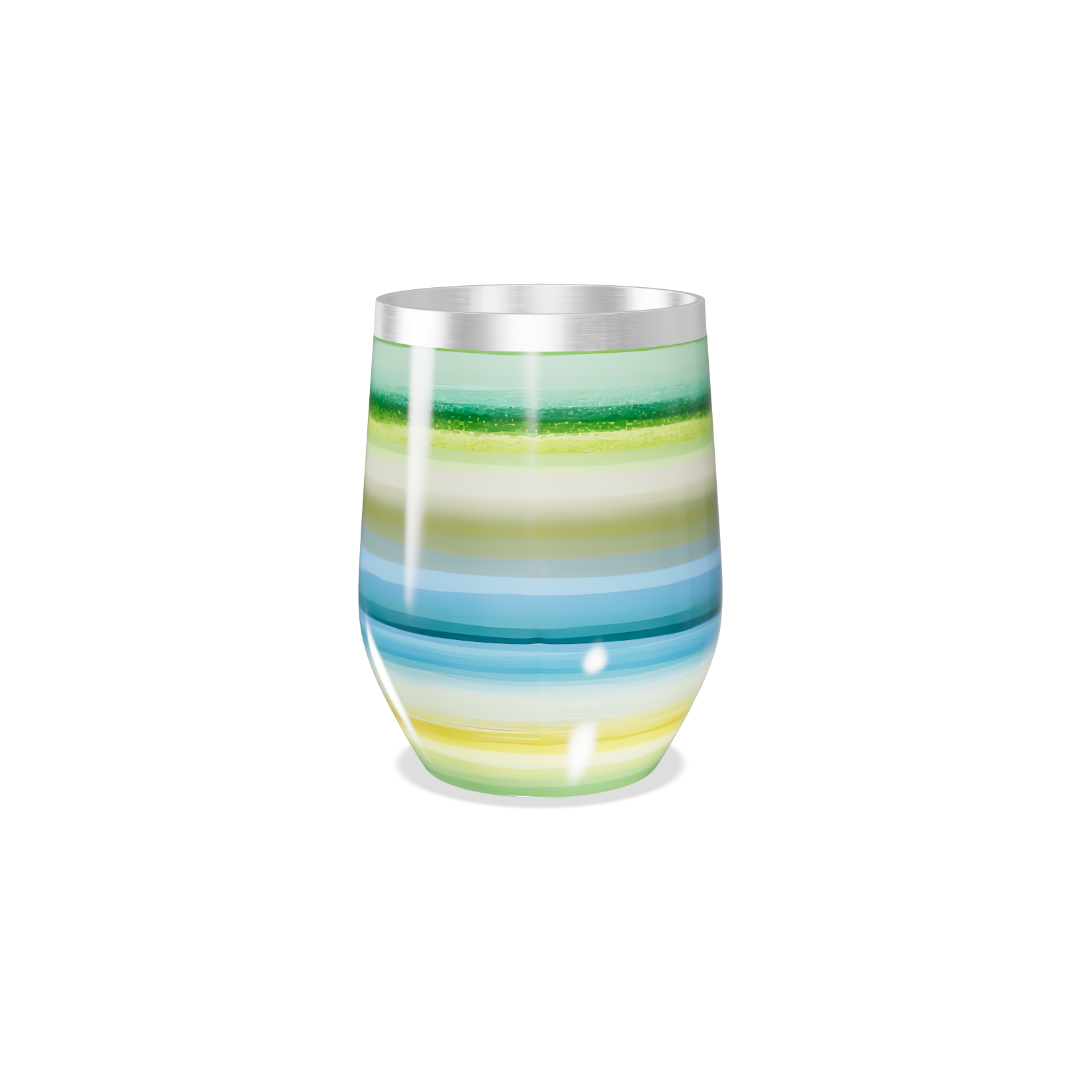 Copo Térmico Slim - Listras Coloridas Aço