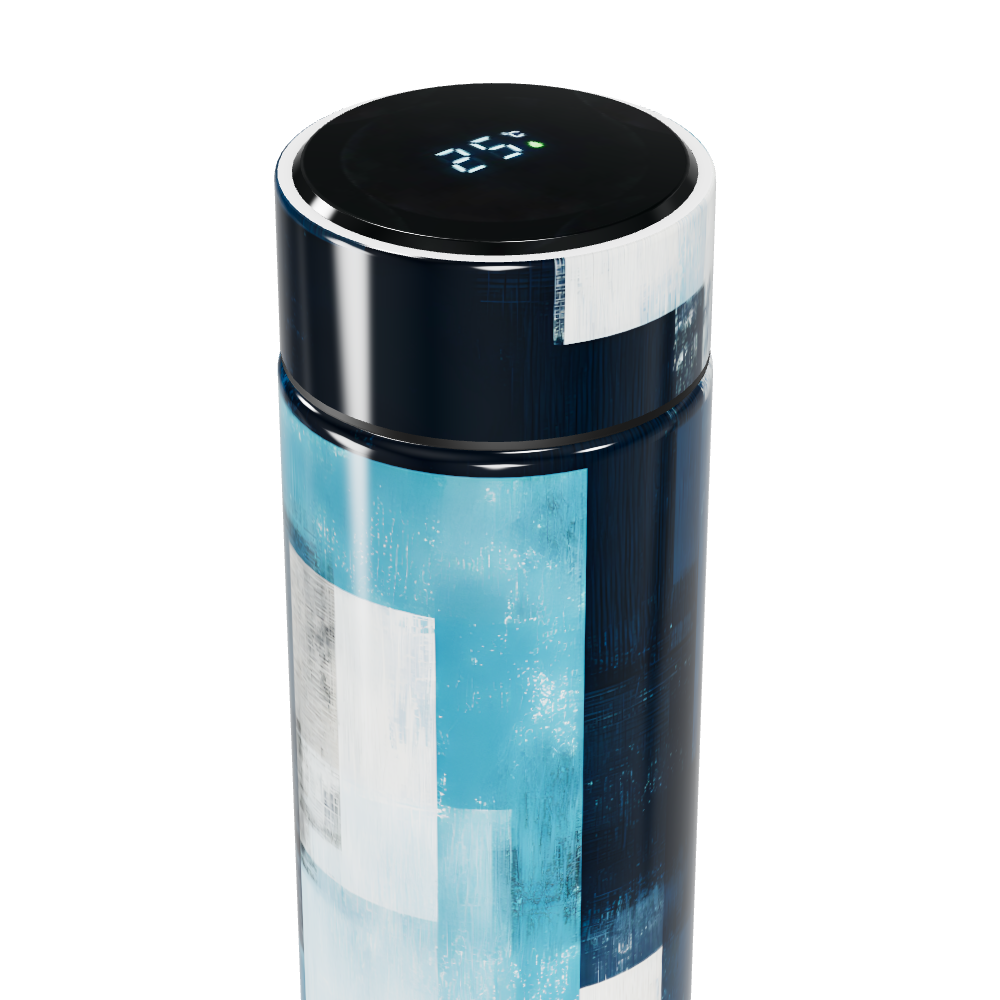 Garrafa Térmica Touch - Azul Abstrato Inox