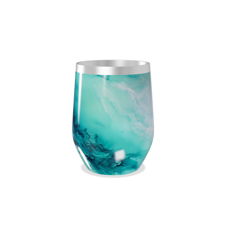 Copo Térmico Slim - Mármore Turquesa Aço Inox