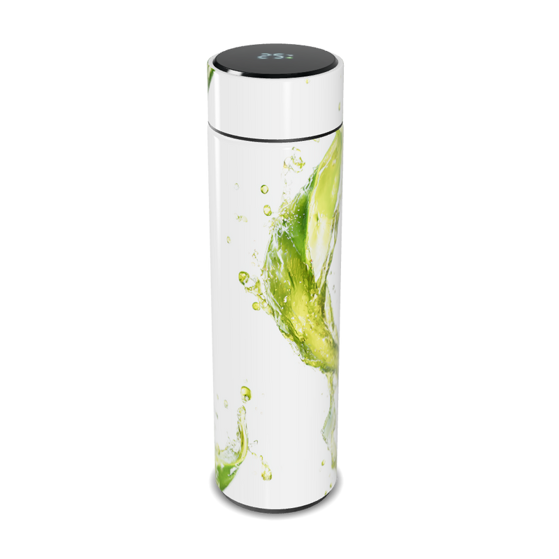 Garrafa Térmica Touch - Branca com Design Verde