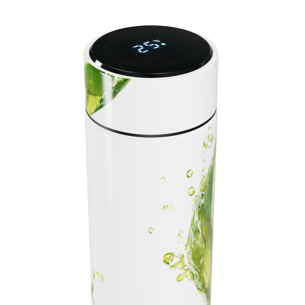 Garrafa Térmica Touch - Branca com Design Verde