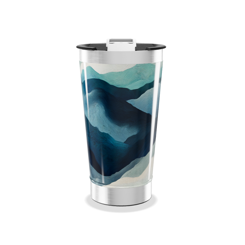 Copo Térmico - Azul com Estampa Ondulada