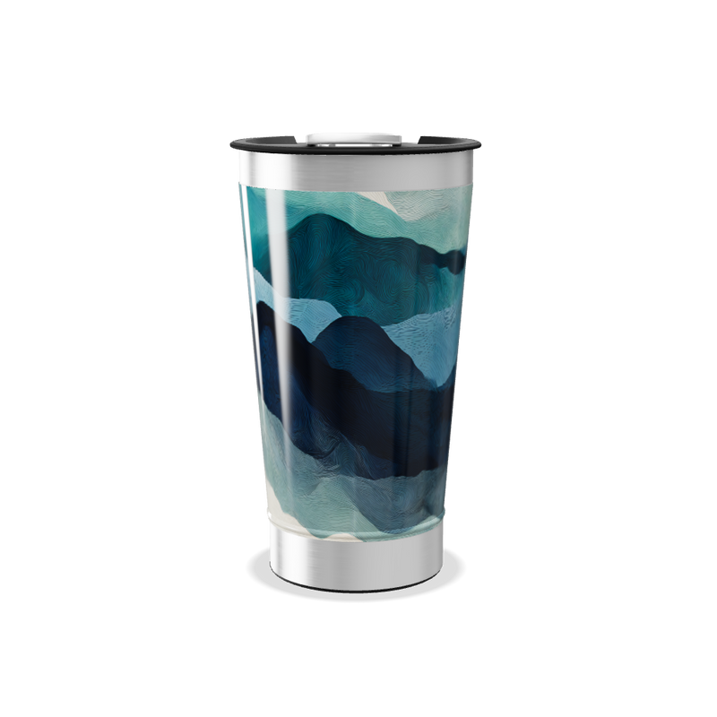 Copo Térmico - Azul com Estampa Ondulada