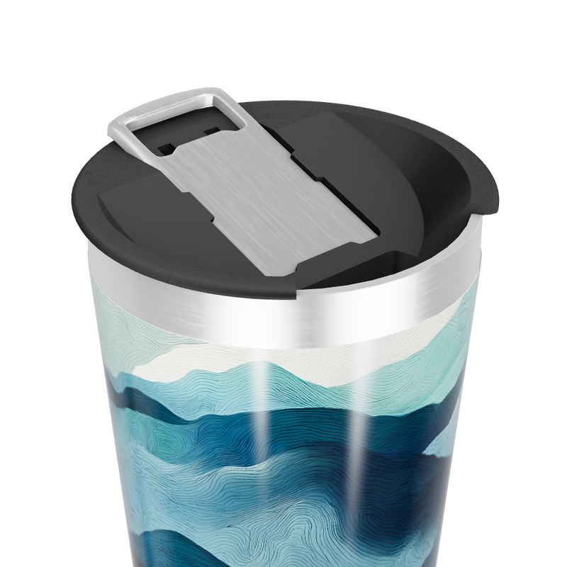 Copo Térmico - Azul com Estampa Ondulada