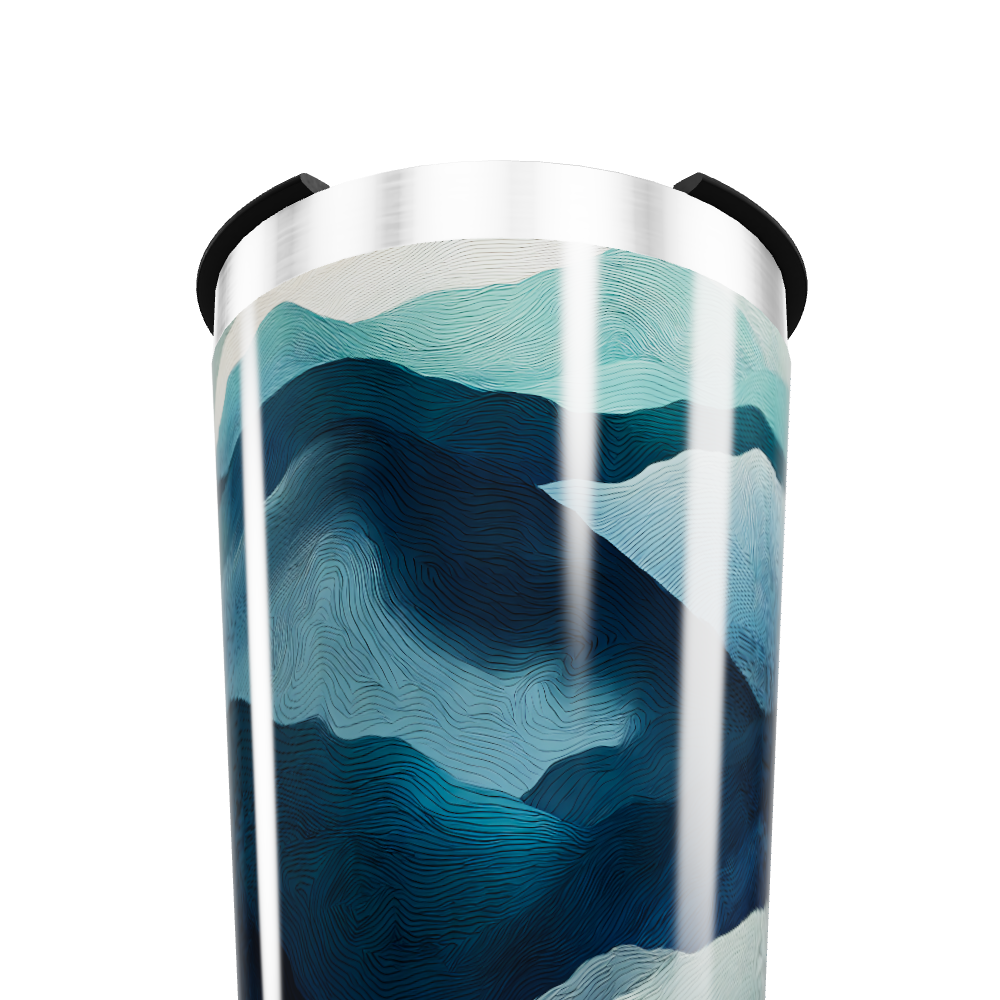 Copo Térmico - Azul com Estampa Ondulada