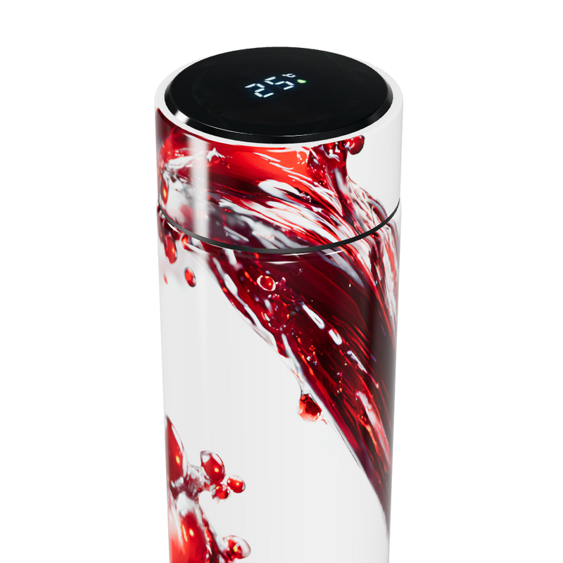 Garrafa Térmica Touch - Branco com Estampa Vermelha