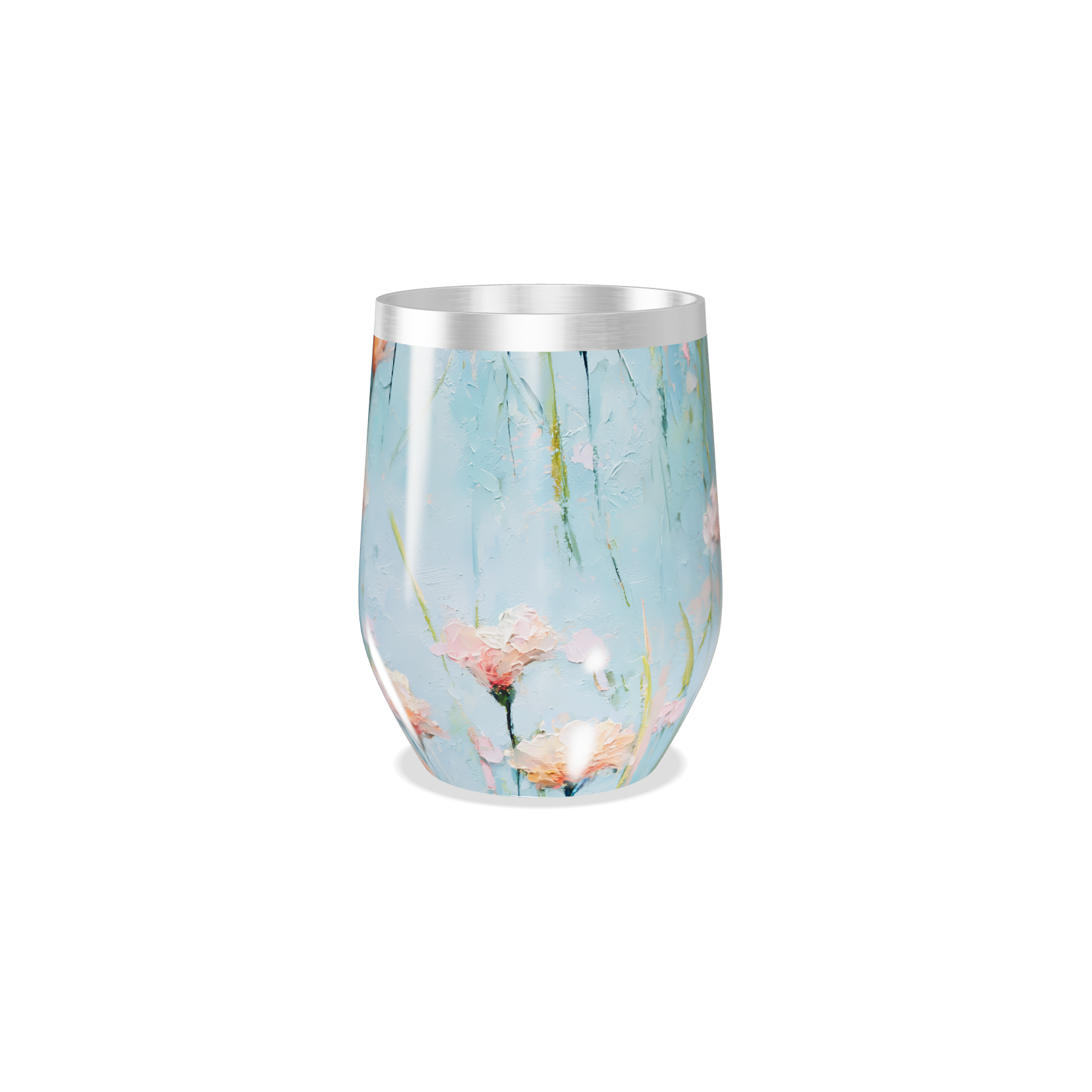 Copo Térmico Slim - Floral Azul Aço Inox