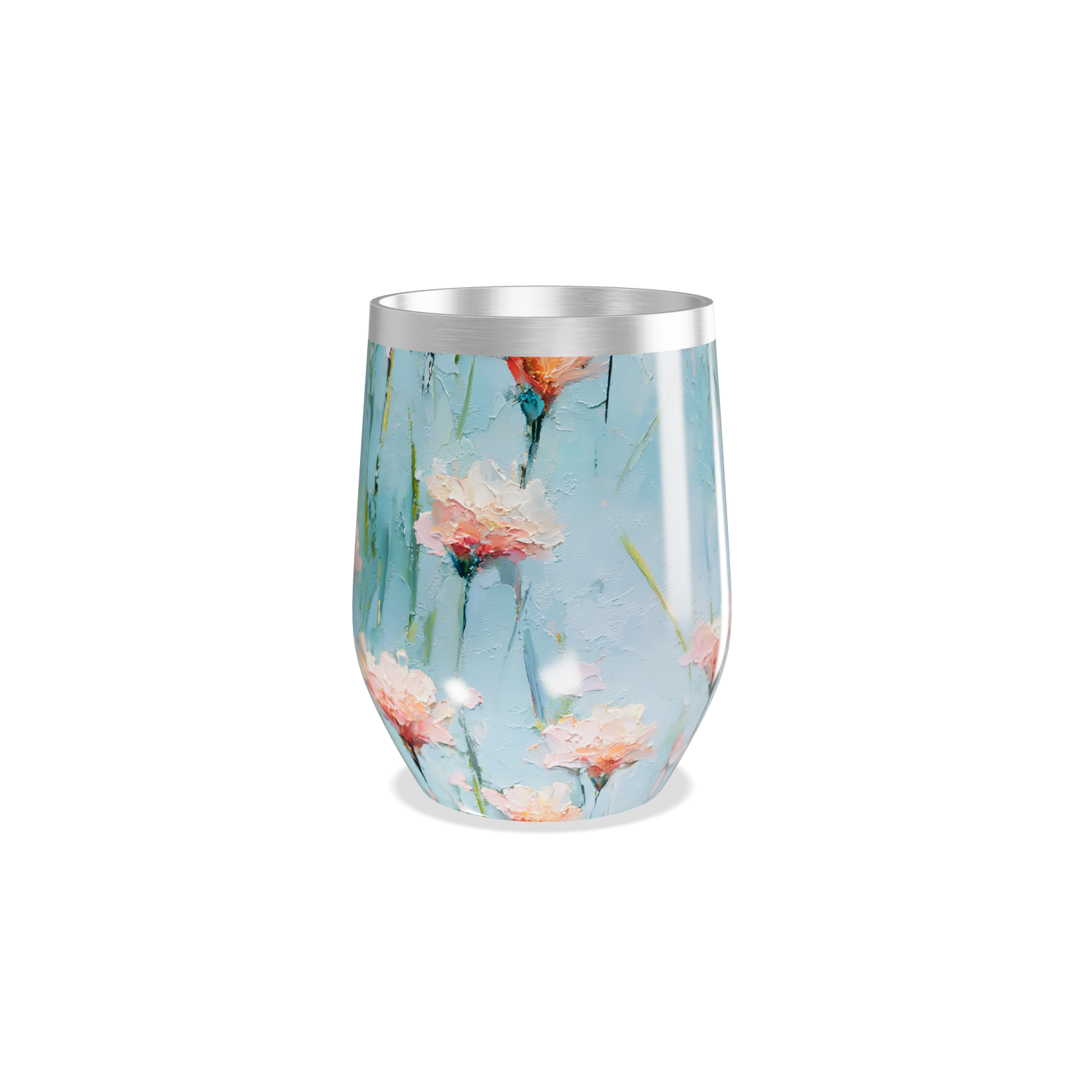 Copo Térmico Slim - Floral Azul Aço Inox