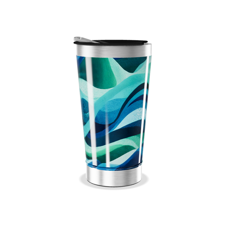 Copo Térmico - Ondas Azuis Metalizado