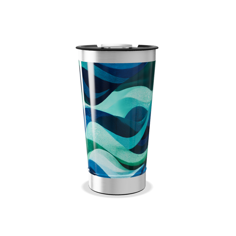 Copo Térmico - Ondas Azuis Metalizado