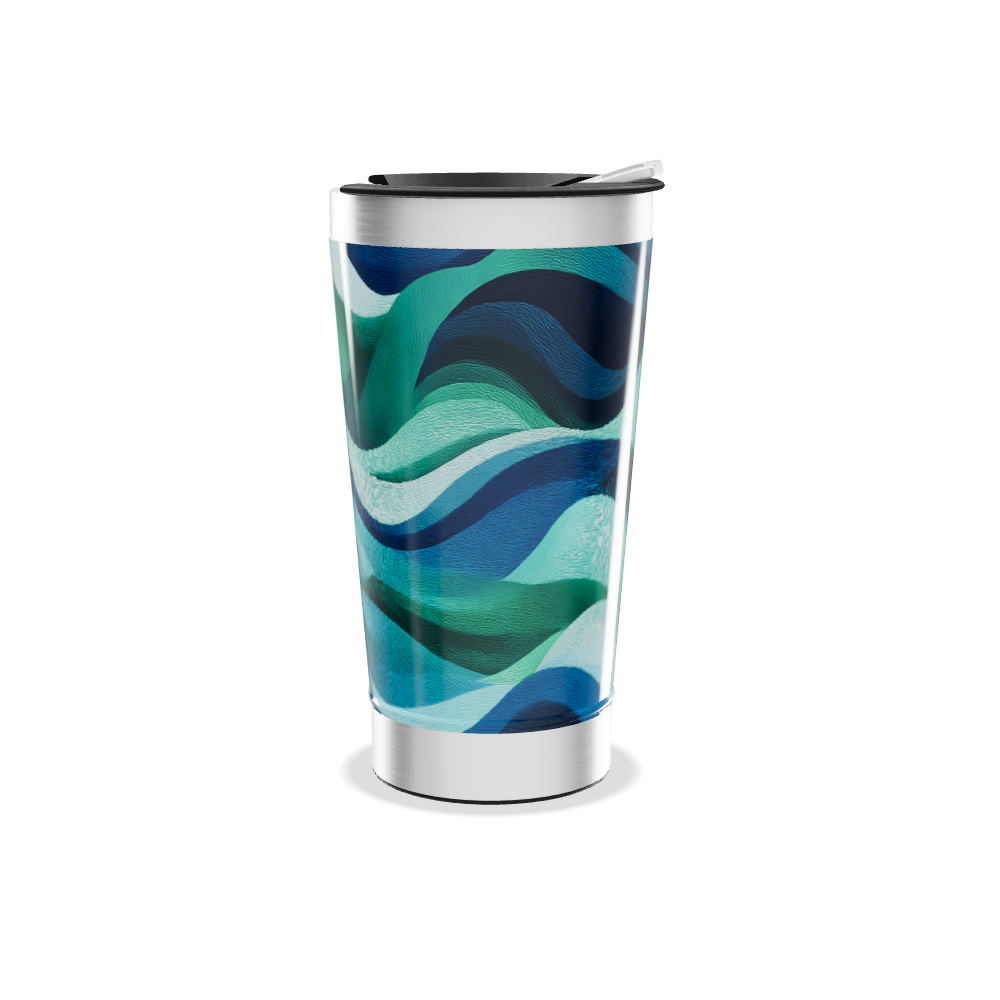 Copo Térmico - Ondas Azuis Metalizado