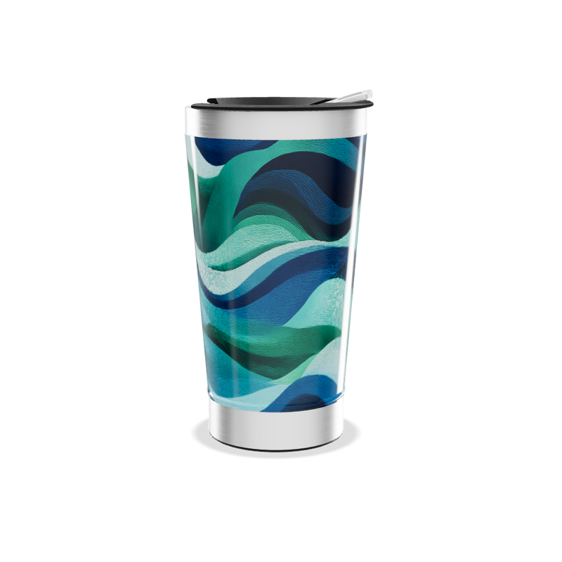 Copo Térmico - Ondas Azuis Metalizado