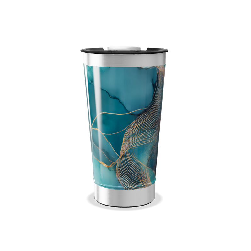 Copo Térmico - Azul Abstrato Aço Inox