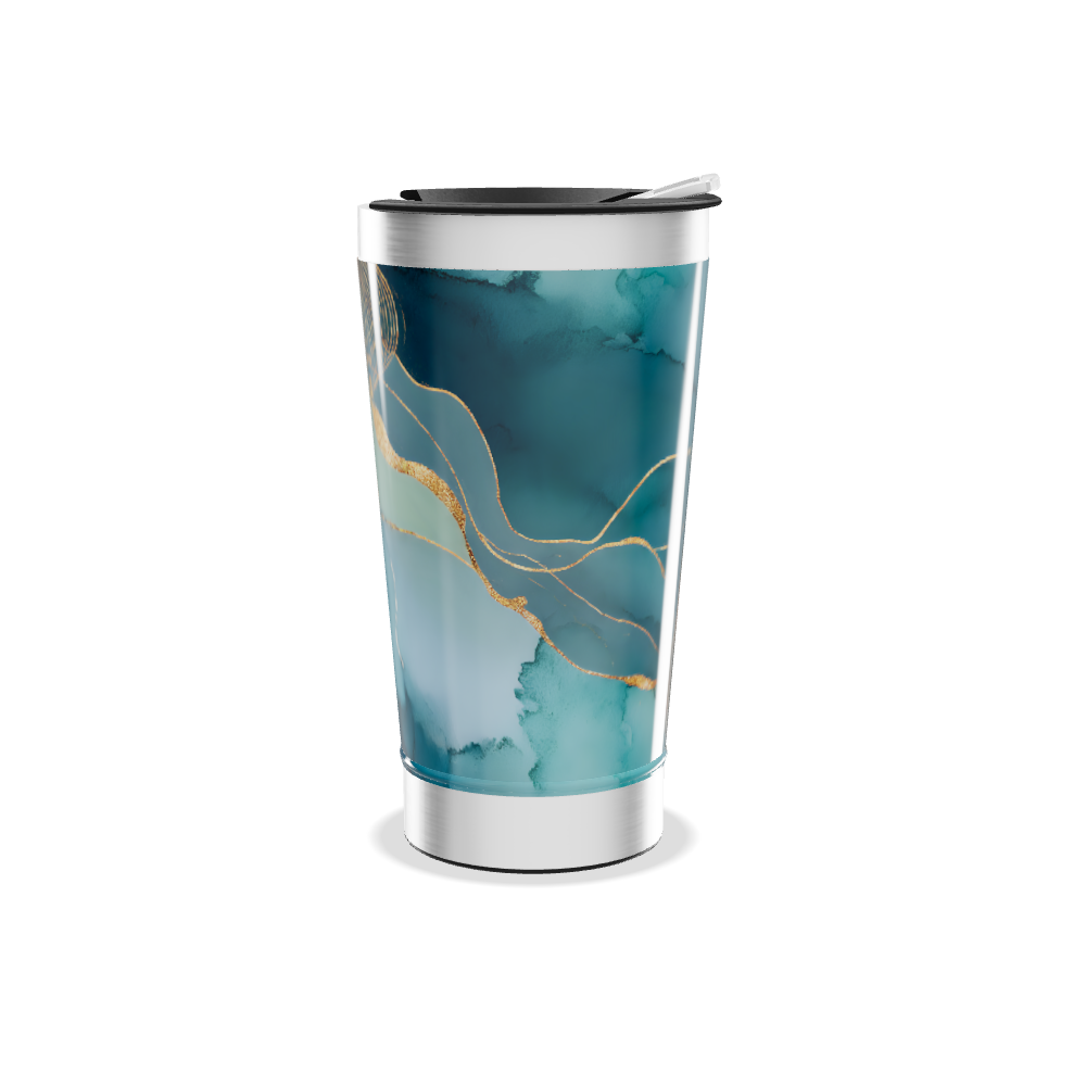 Copo Térmico - Azul Abstrato Aço Inox