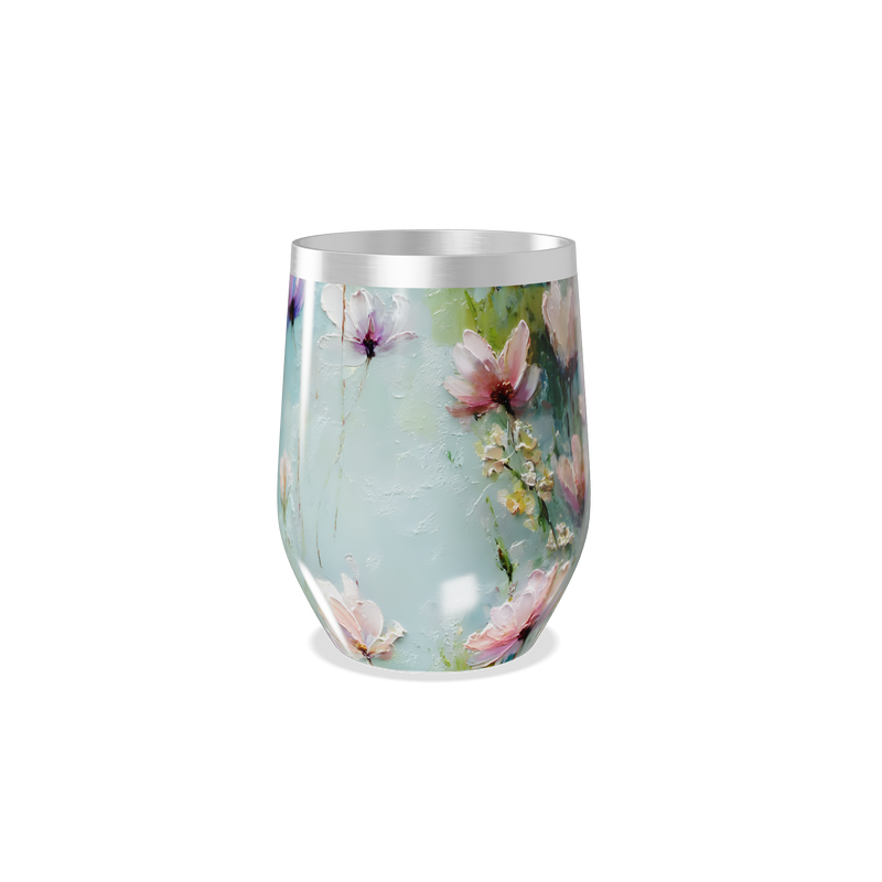 Copo Térmico Slim - Floral Azul Inox