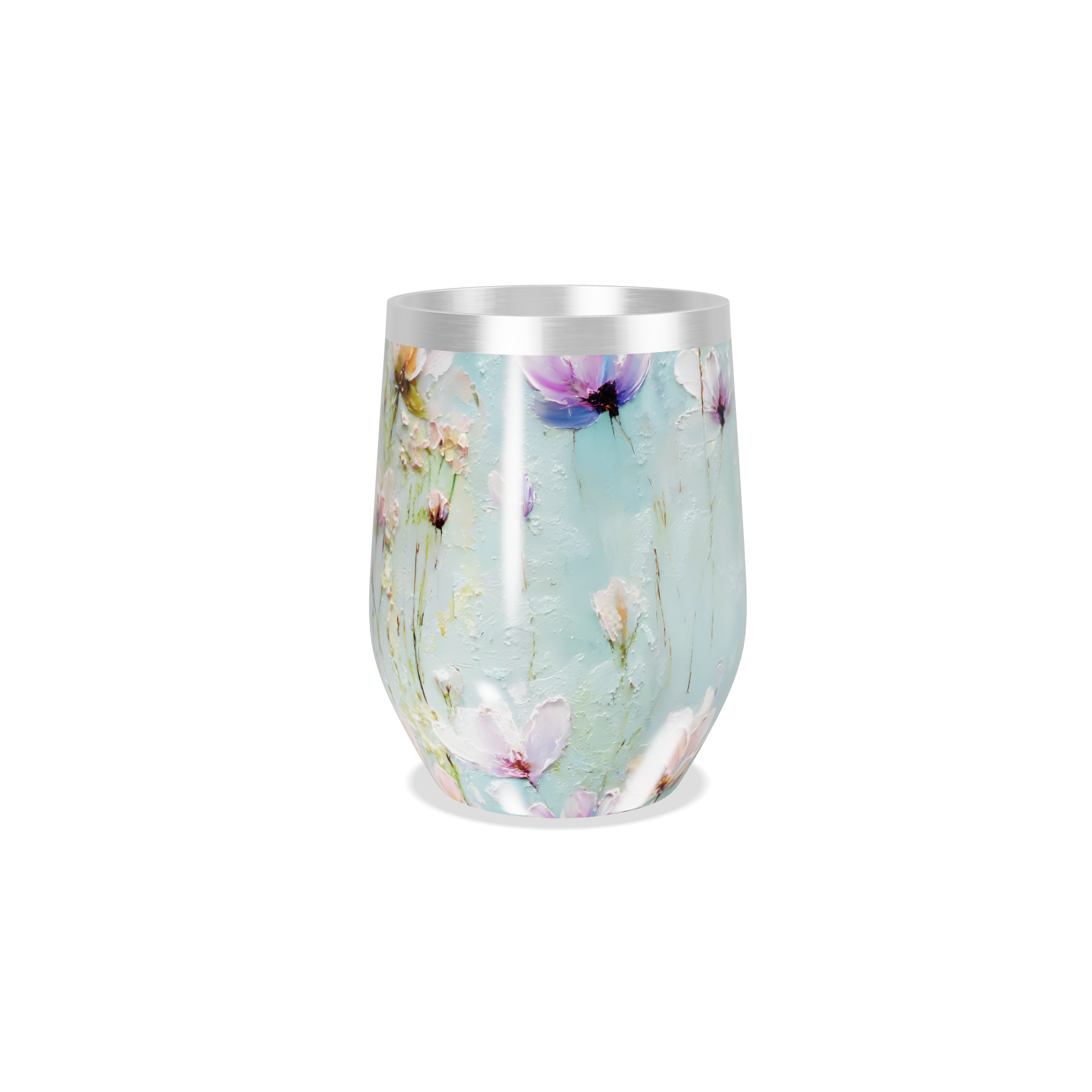 Copo Térmico Slim - Floral Azul Inox