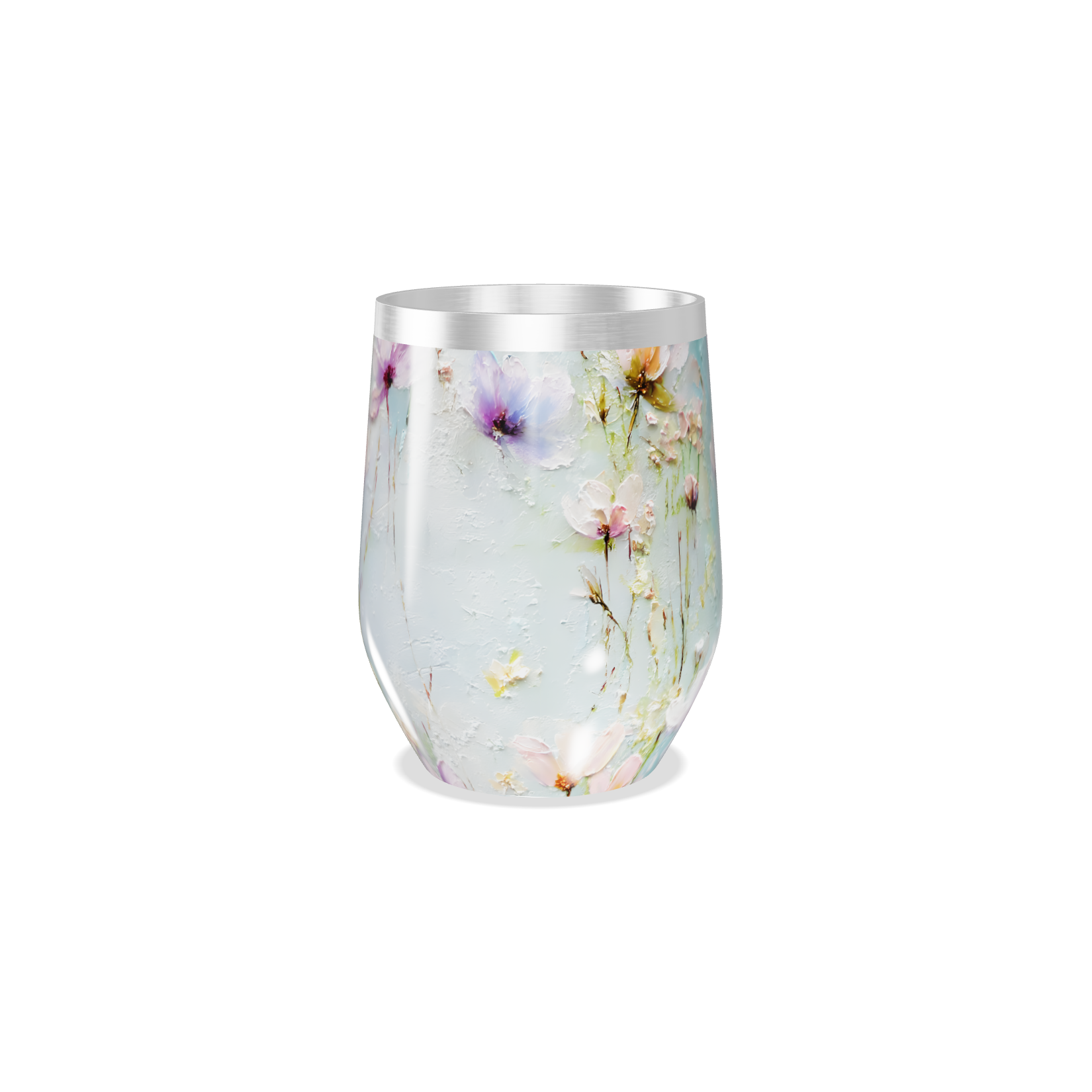 Copo Térmico Slim - Floral Azul Inox