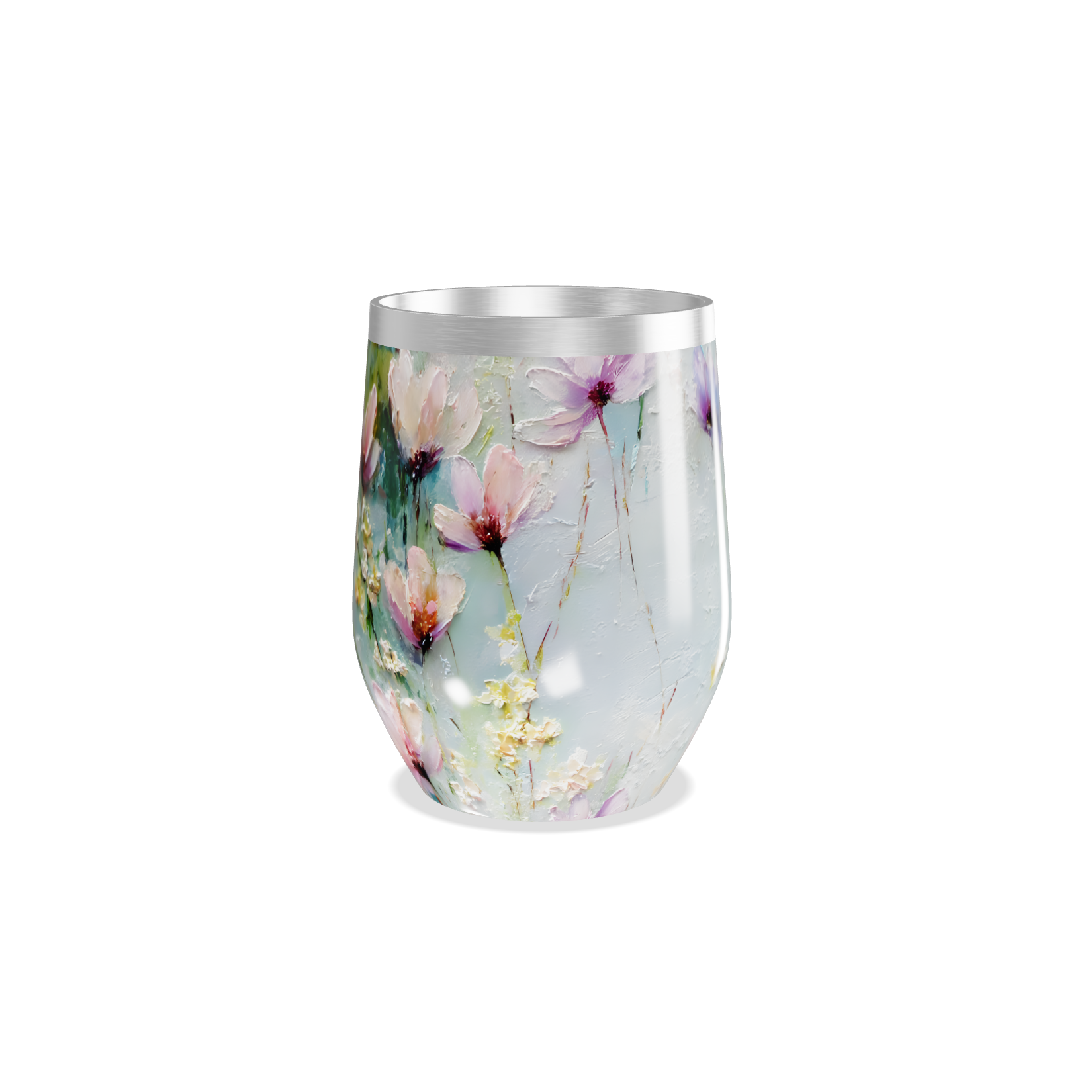 Copo Térmico Slim - Floral Azul Inox