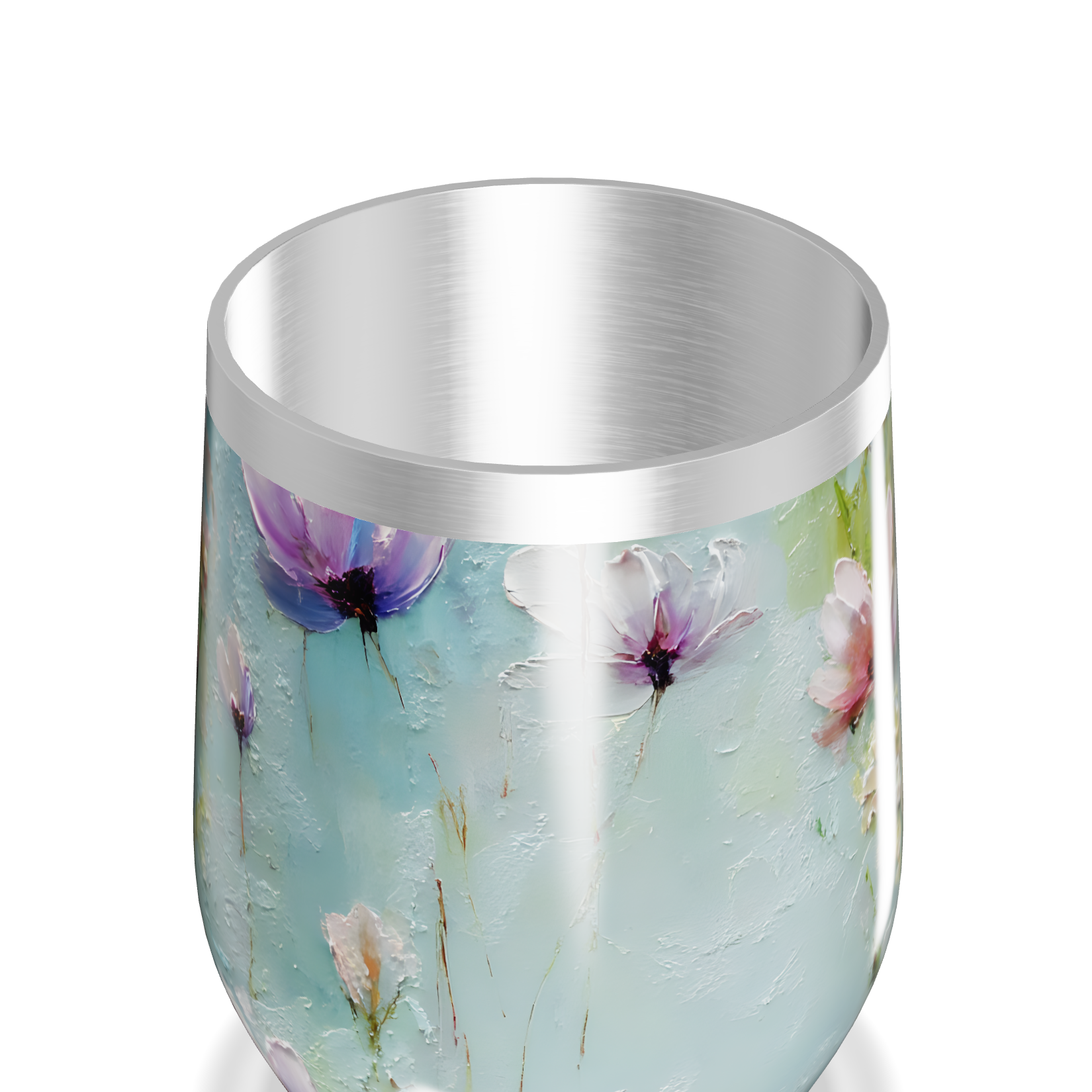 Copo Térmico Slim - Floral Azul Inox