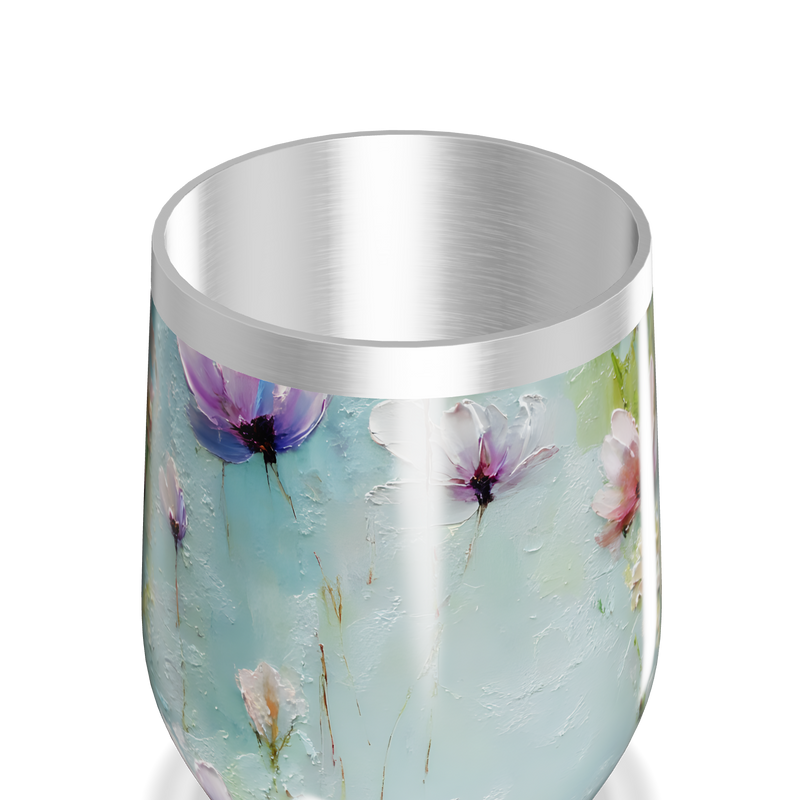 Copo Térmico Slim - Floral Azul Inox