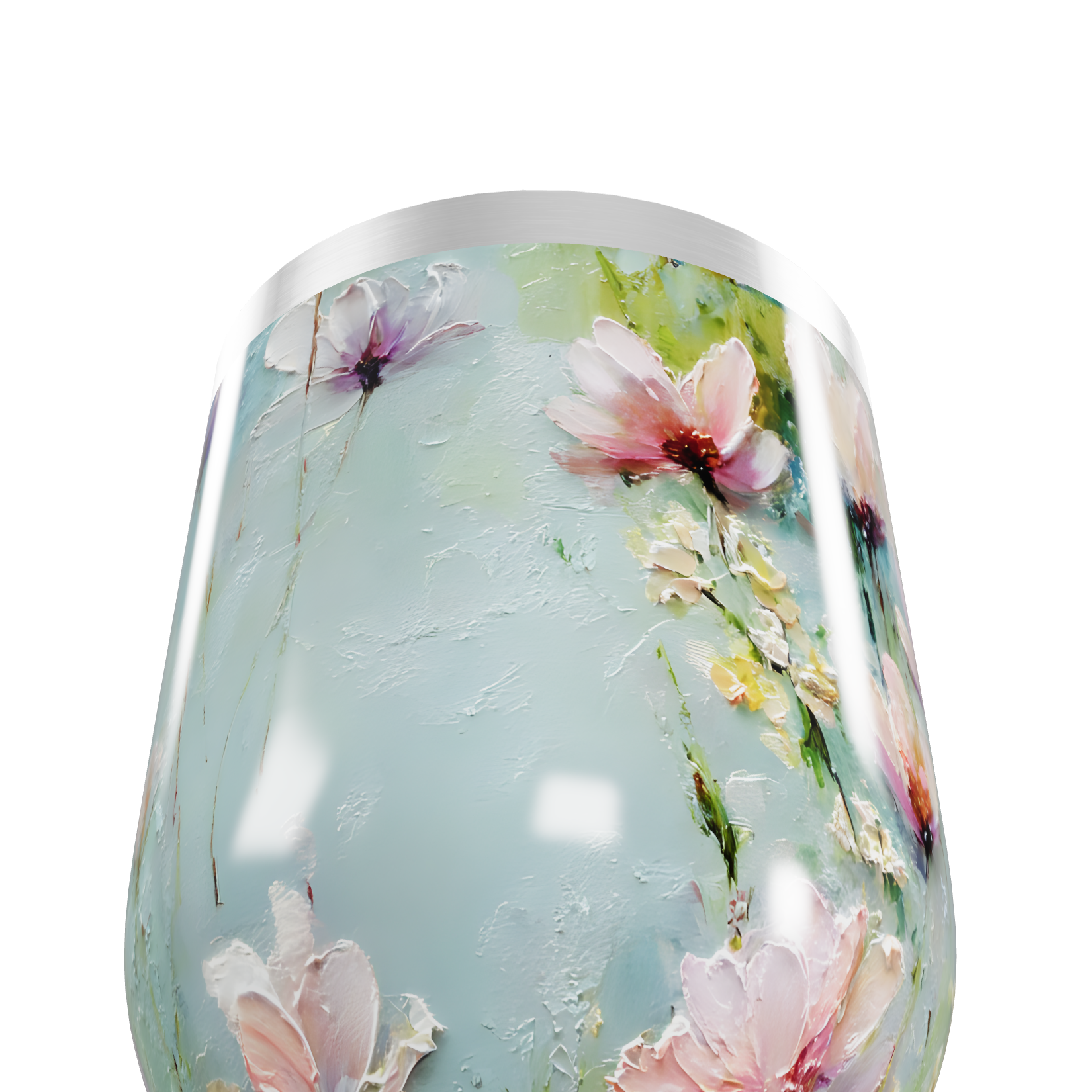 Copo Térmico Slim - Floral Azul Inox