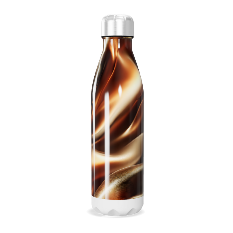 Garrafa Inox - Marrom com Estampa Ondulada