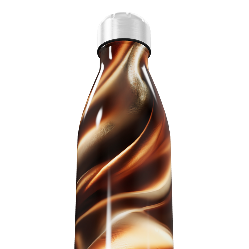 Garrafa Inox - Marrom com Estampa Ondulada