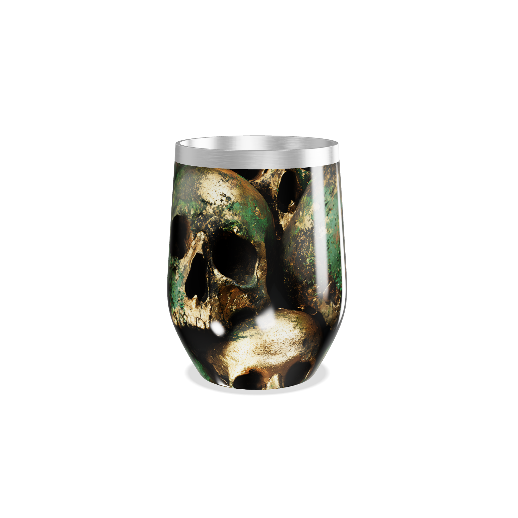 Copo Térmico Slim - Caveiras Douradas e Verdes