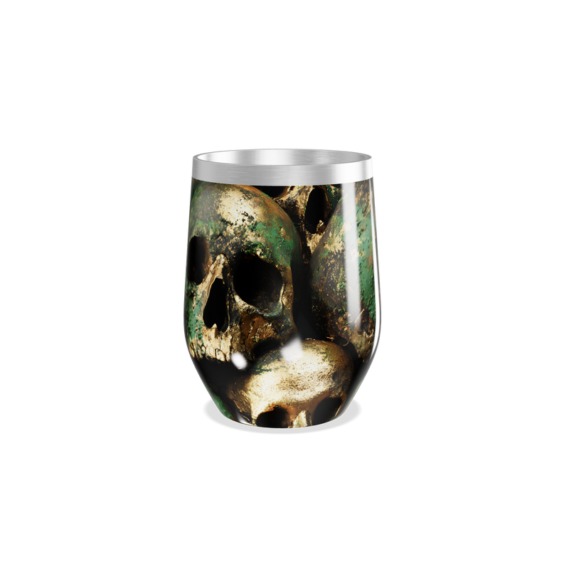 Copo Térmico Slim - Caveiras Douradas e Verdes