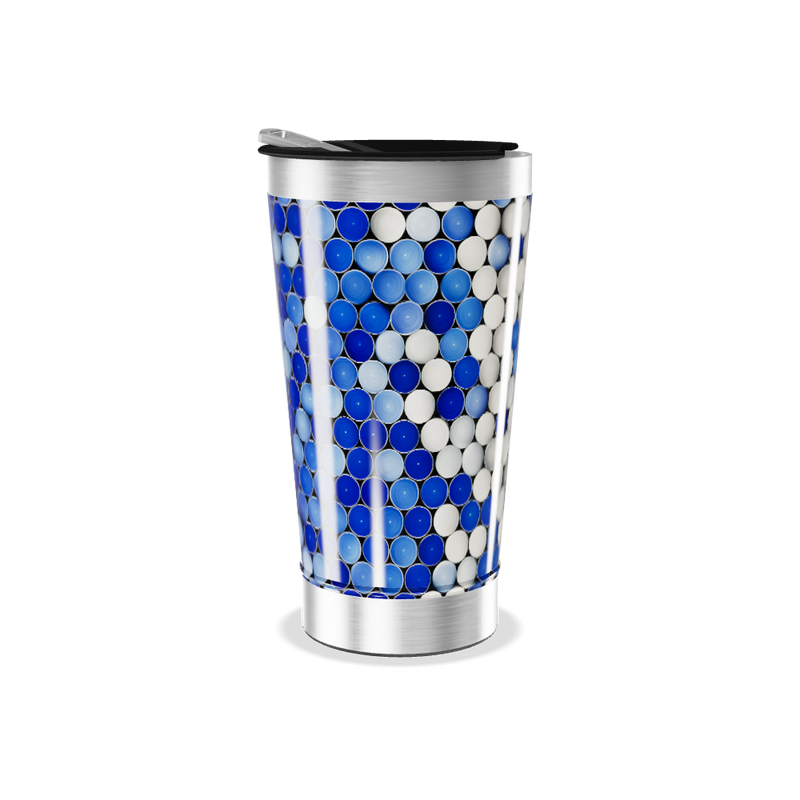 Copo Térmico - Azul e Branco com Bolinhas
