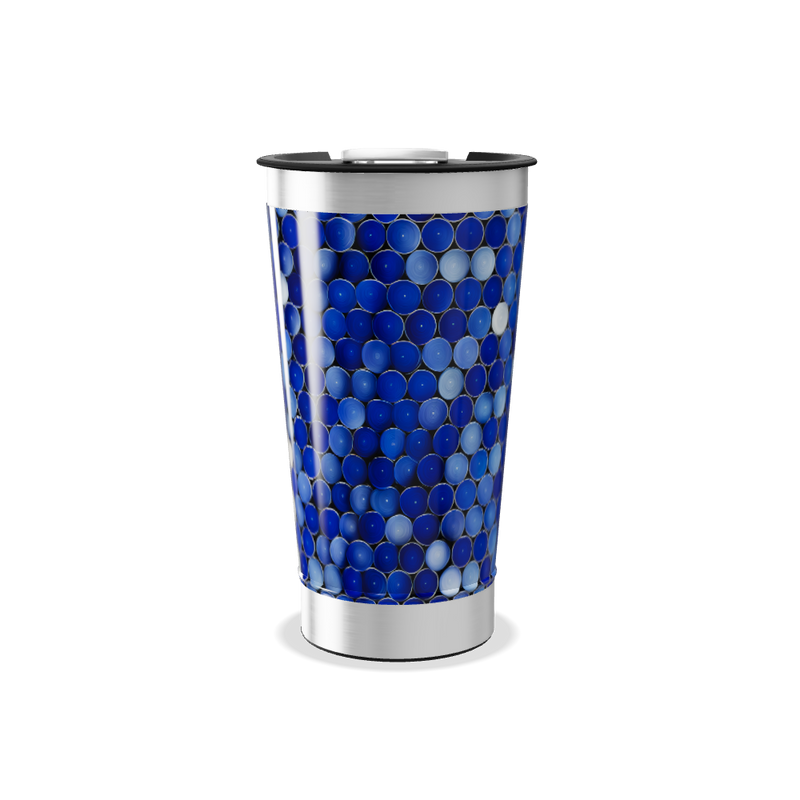 Copo Térmico - Azul e Branco com Bolinhas