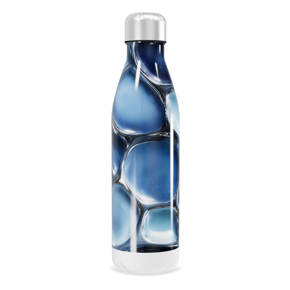 Garrafa Inox - Azul com Design Espiral